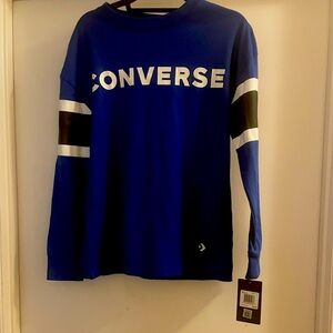 BLUE,WHITE AND BLACK LONG-SLEEVE T-SHIRT